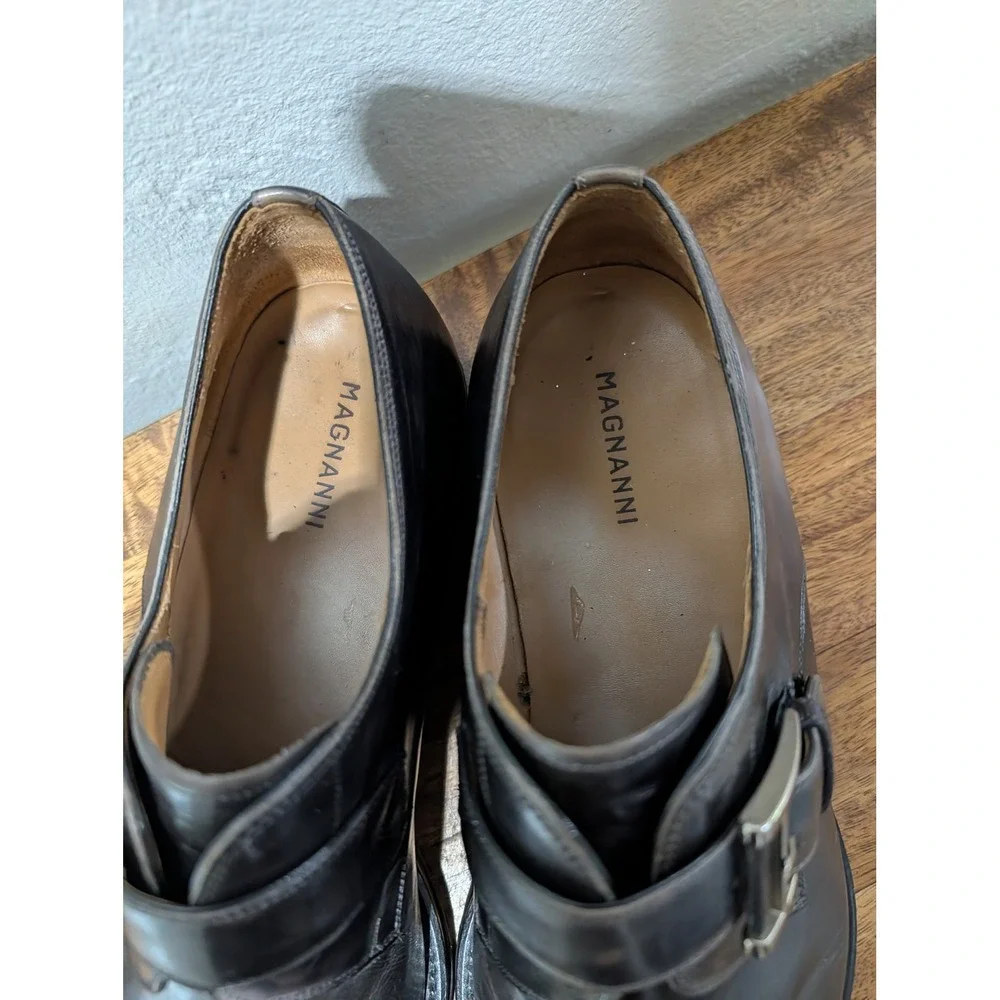Men Magnanni Marco Monk Strap Loafer Shoe Buckle 10.5M Catalux Grey Leather (R5) Men Magnanni Marco Monk Strap Loafer Shoe Buckle 10.5M  main image 4